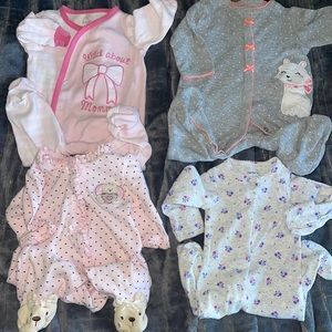 Baby girl footed snap sleepers